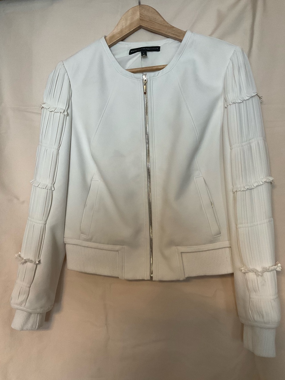 White house Black Market Pleated-Sleeve Bomber Jacket